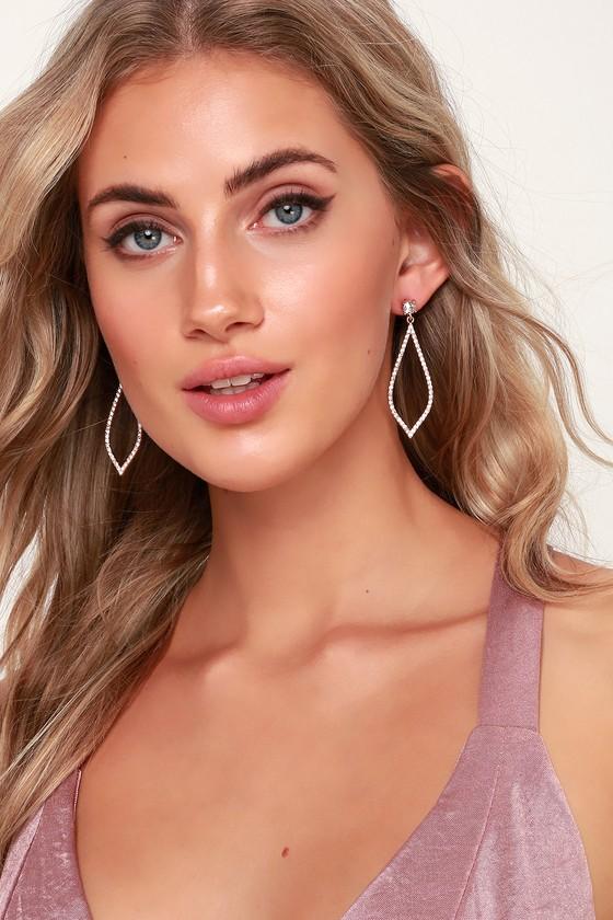 Elegant Beauty Rose Gold Rhinestone Earrings | Lulus