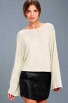 Project Social T | Lillian Beige Long Sleeve Sweater Top | Size Medium | Lulus
