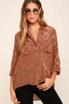 Amuse Society Tahara Brown Button-up Top