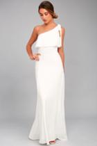 Lulus | Purpose White One-shoulder Maxi Dress | Size Medium | 100% Polyester