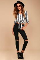 Trace Denim Friends Forever Black High-waisted Distressed Skinny Jeans