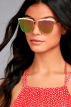Lulus | Starry Galaxy Gold And Pink Mirrored Sunglasses