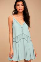 Astr The Label Paulette Slate Grey Embroidered Dress