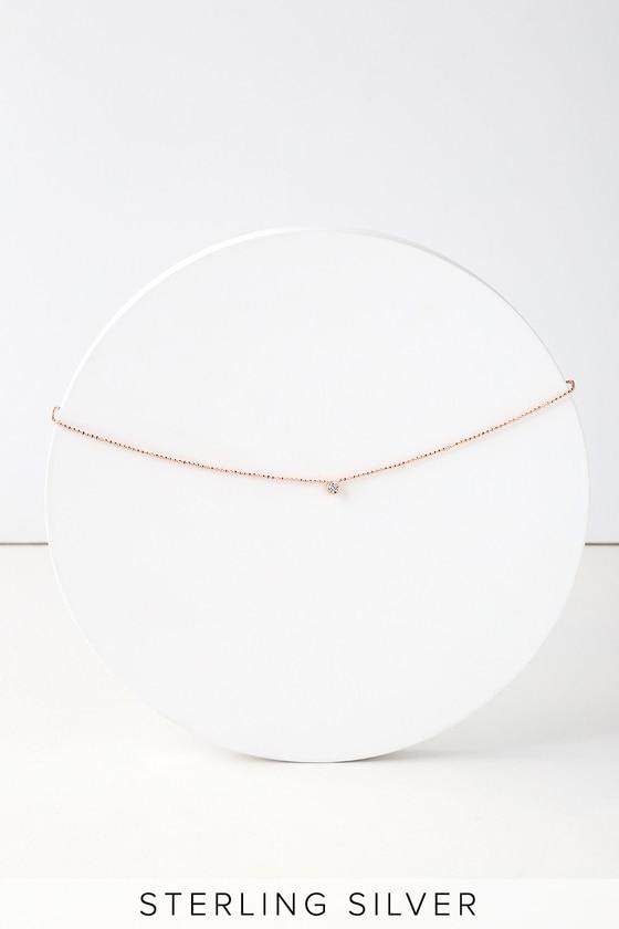 Little Gleam Rose Gold Rhinestone Choker Necklace | Lulus