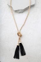 Lulus In My Thoughts Gold And Black Wrap Necklace