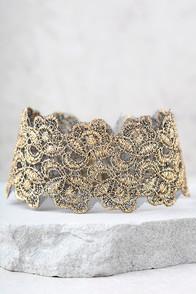 Vanessa Mooney Mera Black And Gold Lace Choker Necklace