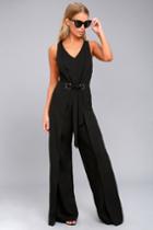 Lulus | Natasha Black Wide-leg Jumpsuit | Size Large