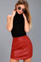 Lulus | Pop Star Red Vegan Leather Mini Skirt | Size Small | Vegan Friendly