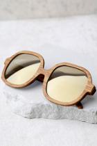 Woodzee Colette Dark Gold Mirrored Pear Wood Sunglasses