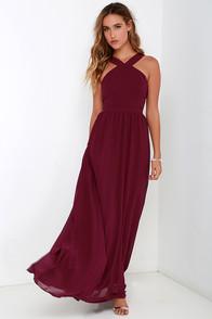 Lulus Air Of Romance Burgundy Maxi Dress
