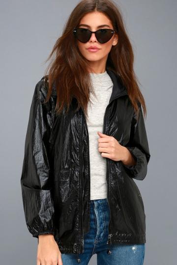 Cloudy Day Black Hooded Jacket | Lulus