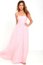 Lulus All Afloat Blush Pink Strapless Maxi Dress