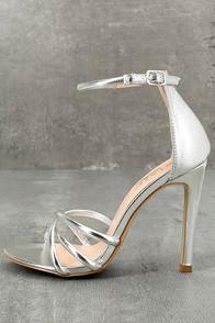 Gracia Michella Silver Ankle Strap Heels