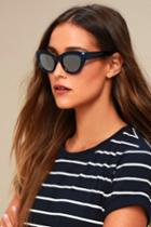 Whew Blue Mirrored Cat-eye Sunglasses | Lulus