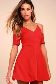 Lulus Ever So Enticing Red Skater Dress