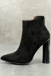 Qupid Scarlett Black Suede High Heel Ankle Booties