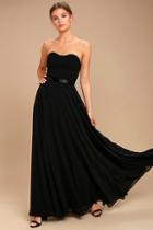 Lulus Dream Of Me Black Strapless Beaded Maxi Dress