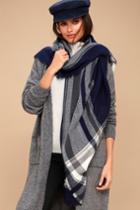 Lulus | Frosty Friend Navy Blue Plaid Scarf