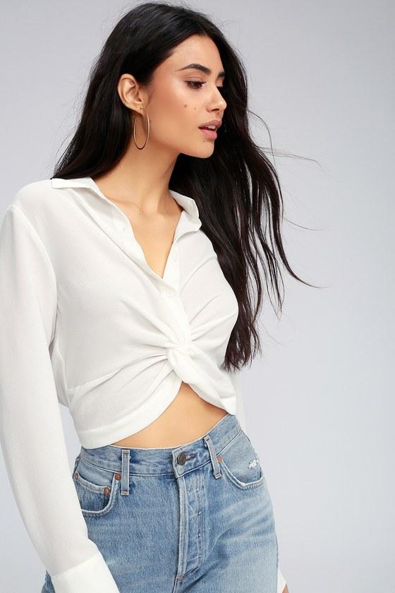 Fischer White Button-up Crop Top | Lulus