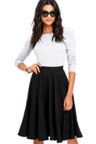 Lulus | Dance Montage Black Midi Skirt | Size Small | 100% Polyester