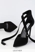 Steve Madden Heart Black Nubuck Leather Lace-up Heels | Lulus