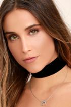 Lulus | Under The Same Sky Silver And Black Velvet Choker Necklace
