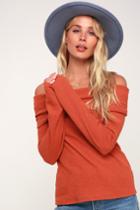 Austra Orange Off-the-shoulder Knit Sweater Top | Lulus