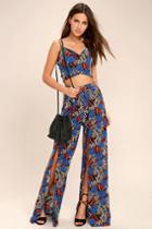 Urban Jungle Blue Print Two-piece Jumpsuit | Lulus