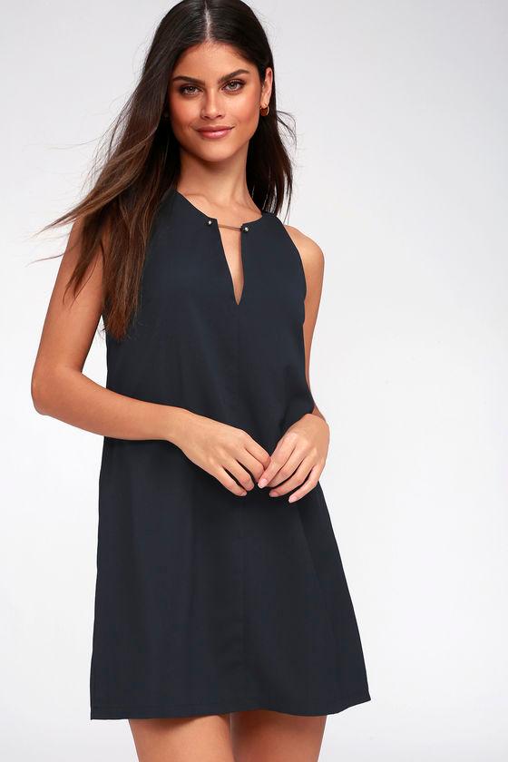Near Or Bar Navy Blue Shift Dress | Lulus