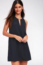 Near Or Bar Navy Blue Shift Dress | Lulus