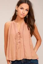 Blush Noir Love It Up Nude Lace-up Top