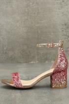 Wild Diva Lounge | Sorcha Blush Glitter Ankle Strap Heels | Size 6 | Pink | Lulus