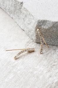 Lulus Starlight Night Gold Rhinestone Earrings