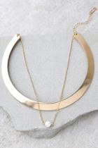 Lulus Glam Gala Gold And Pearl Layered Collar Necklace