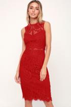 Sweetness Red Lace Midi Dress | Lulus