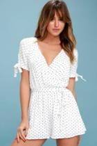 Cute Stuff Black And White Polka Dot Tie-sleeve Romper | Lulus