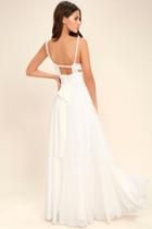 Lulus | Carte Blanche White Maxi Dress | Size X-large | 100% Polyester