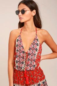 Lulus Sycamore Fields Red Print Tank Top