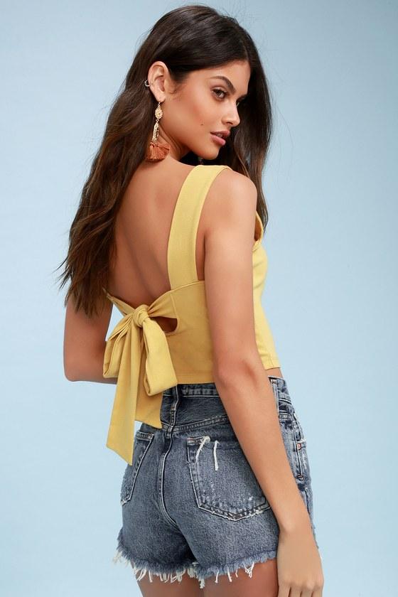 Lush Sun In Acapulco Yellow Tie-back Crop Top | Lulus
