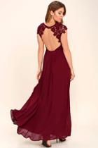 Lulus The Greatest Burgundy Lace Maxi Dress