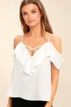Lulus Sing It Now White Off-the-shoulder Top