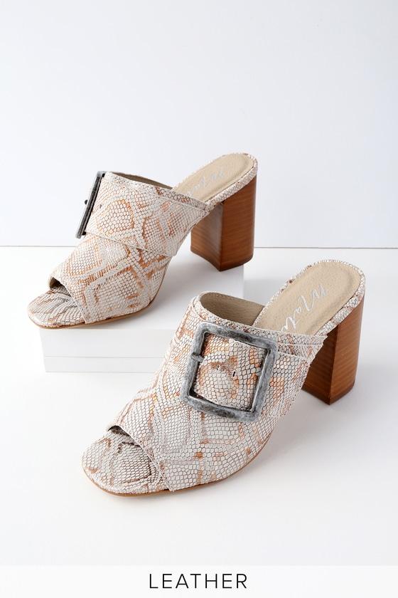 Matisse Beatrice Rose Gold Snake Leather Mules | Lulus