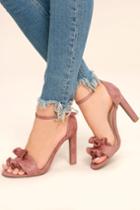 Qupid | Idola Mauve Suede Ankle Strap Heels | Size 10 | Pink | Vegan Friendly | Lulus