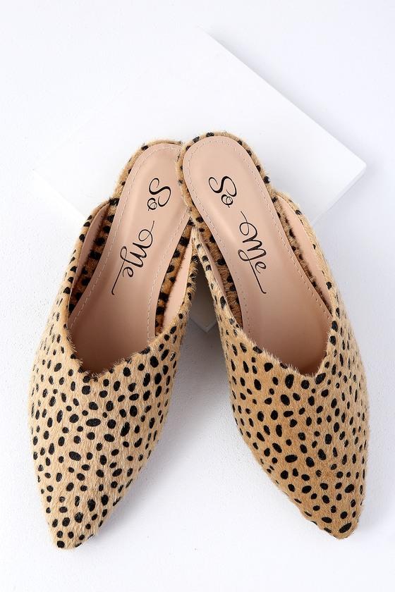 So Me Keva Cheetah Pointed Toe Mules | Lulus