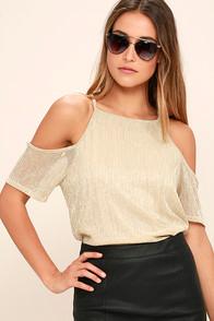 Lulus Hustle Gold Off-the-shoulder Top