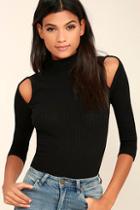 Lulus Touch The Sky Black Long Sleeve Top