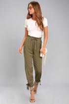 Lulus | Sebastian Olive Green Pants | Size Medium