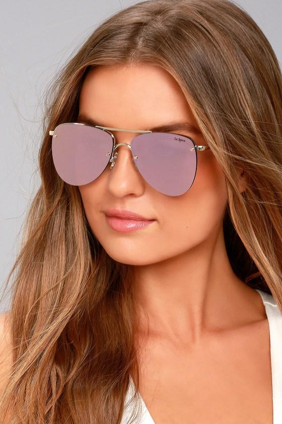 Le Specs | The Prince Gold And Pink Mirrored Sunglasses | 100% Uv Protection | Lulus
