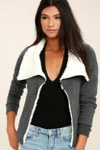 Element Eden Cozee Heather Grey Faux Shearling Jacket