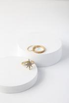 Lulus | Illustrious Gold Rhinestone Ring Set
